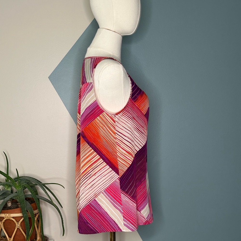DKNY Jeans Women’s Sleeveless Zip Front Tank Top Multicolor Abstract Print Y2K M - Picture 4 of 11